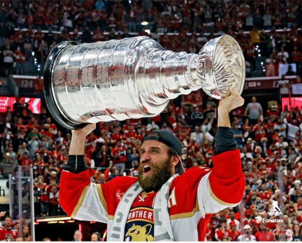 Aaron Ekblad Florida Panthers Unsigned 2024 Stanley Cup Champions Raising Cup Photograph