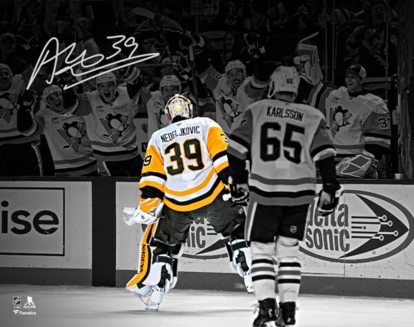 Alex Nedeljkovic Pittsburgh Penguins Autographed 16" x 20" Goalie Goal Celebration Photograph