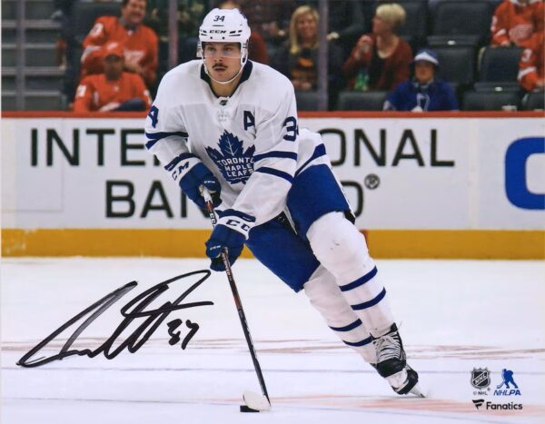 Auston Matthews Toronto Maple Leafs Autographed 8" x 10" White Jersey Skating Horizontal Photograph