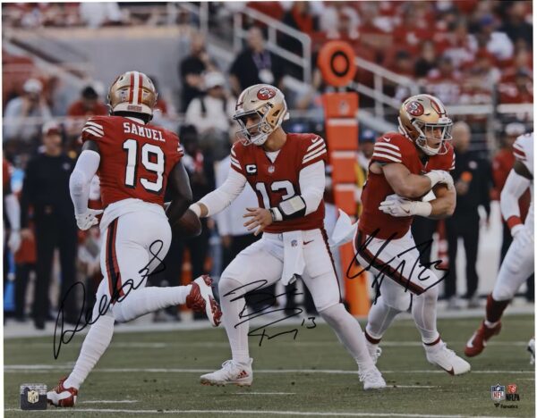 Christian McCaffrey, Deebo Samuel & Brock Purdy San Francisco 49ers Autographed 16" x 20" Photograph