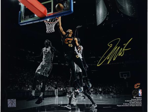 Donovan Mitchell Cleveland Cavaliers Autographed 11" x 14" Spotlight Layup Versus Philadelphia 76ers Photograph