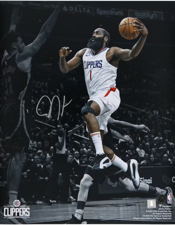 James Harden LA Clippers Autographed 16" x 20" Layup vs. Golden State Warriors Photograph