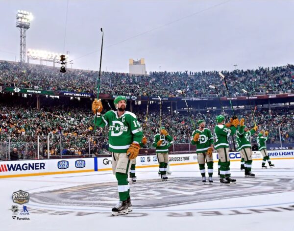 Jamie Benn Dallas Stars Unsigned 2020 NHL Winter Classic Stick Salute Photograph