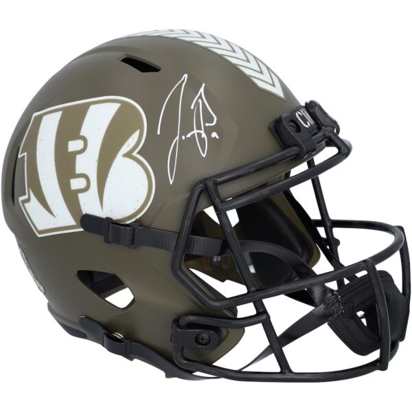 Joe Burrow Cincinnati Bengals Autographed Riddell 2022 Salute To Service Speed Replica Helmet