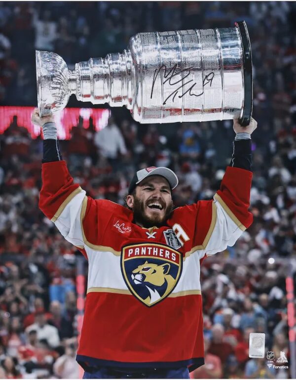 Matthew Tkachuk Florida Panthers Autographed 2024 Stanley Cup Champions 8" x 10" Raising Cup Photograph