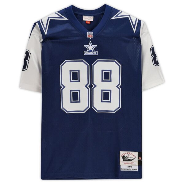 Michael Irvin Navy Dallas Cowboys Autographed Mitchell & Ness 1995 Throwback Authentic Jersey with "HOF 2007" Inscription - Image 2