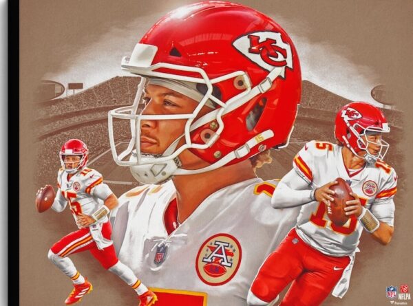 Patrick Mahomes Kansas City Chiefs Unsigned Stretched 20" x 24" Giclee - Created by Artist Brian Konnick