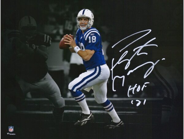 Peyton Manning Indianapolis Colts Autographed 11" x 14" Action Photograph with "HOF 21" Inscription