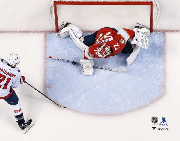 Sergei Bobrovsky Florida Panthers Unsigned Stops a Shot in Game Two of the First Round of the 2022 NHL Stanley Cup Playoffs Photograph