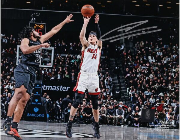 Tyler Herro Miami Heat Autographed 8" x 10" Shooting vs. Brooklyn Nets Photograph