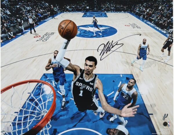 Victor Wembanyama San Antonio Spurs Autographed 16" x 20" Dunk Photograph vs. Minnesota Timberwolves