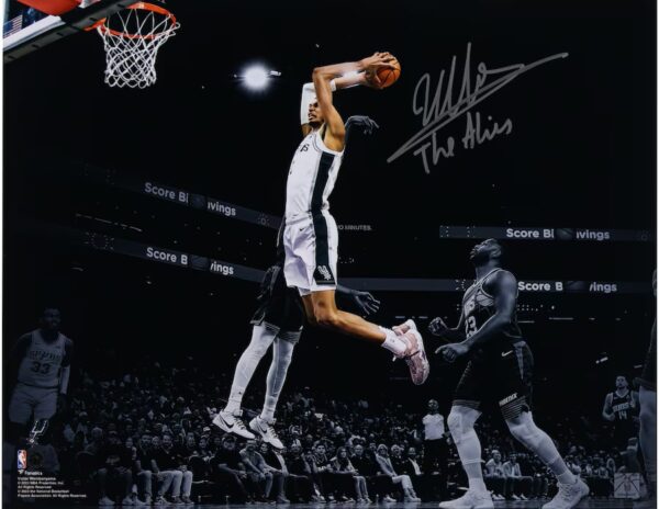 Victor Wembanyama San Antonio Spurs Autographed 16" x 20" Dunk vs. Phoenix Suns Spotlight Photograph with "The Alien" Inscription