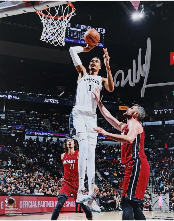 Victor Wembanyama San Antonio Spurs Autographed 8" x 10" Dunk vs. Miami Heat Photograph