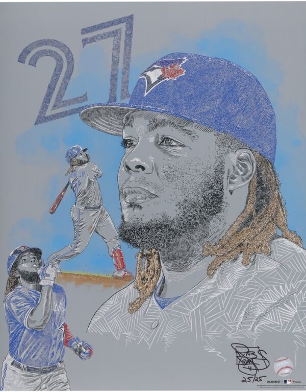 Vladimir Guerrero Jr. Toronto Blue Jays 16" x 20" Photo Print - Designed and Signed by Artist Maz Adams - Limited Edition of 25