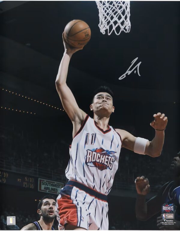 Yao Ming Houston Rockets Autographed 16" x 20" Dunk vs. Sacramento Kings Photograph